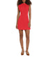  Donna Morgan A-Line Mini Dress With Pleats At Neck - Racing Red - Bonton