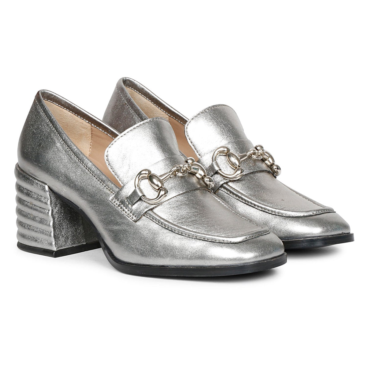  Saint G Vera Metallic - Heeled Loafers - Gunmetal - Bonton