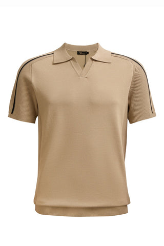 Milano Stripe Collar Polo KHAKI