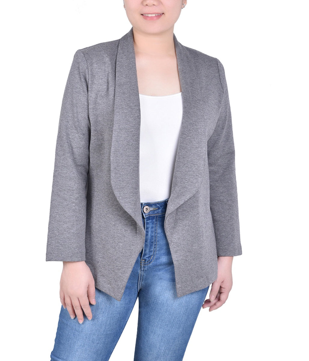  NY Collection Long Sleeve Ponte Jacket - Plum Caspia - Bonton