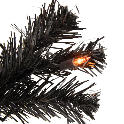 Pre-Lit Medium Black Noble Spruce Artificial Halloween Tree - 3' - Orange Lights