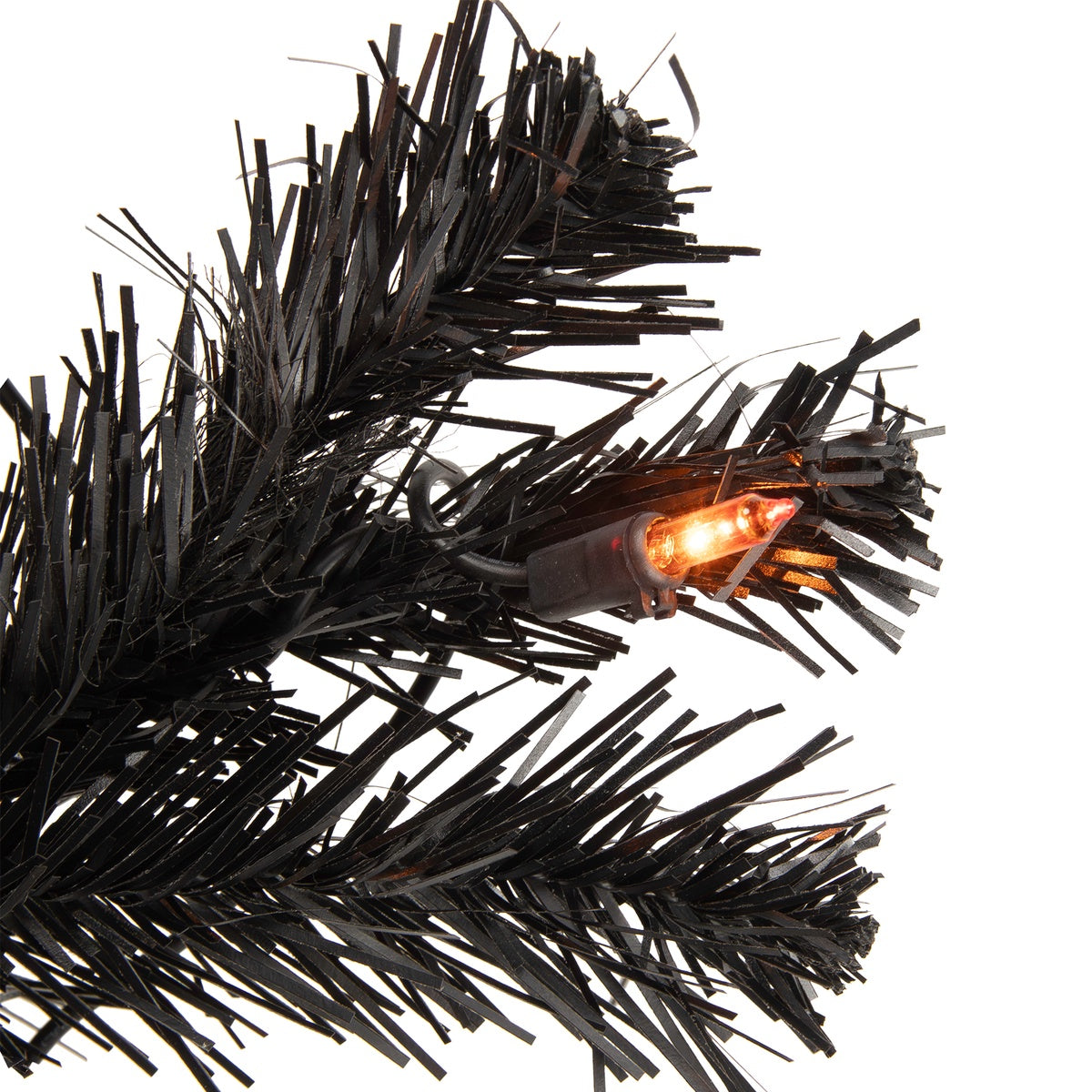  Northlight Pre-Lit Medium Black Noble Spruce Artificial Halloween Tree - 3' - Orange Lights - 3' - Bonton