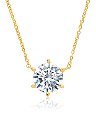 Solitaire Brilliant Necklace - 6 Prong - Finished in 18kt Yellow Gold