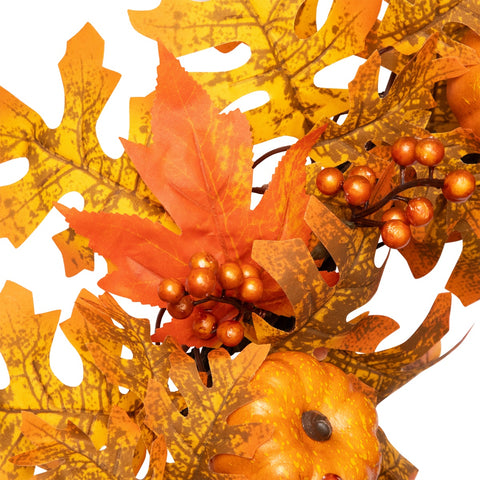 Autumn Leaves  Pumpkins and Berries Artificial Thanksgiving Wreath  22-Inch  Unlit