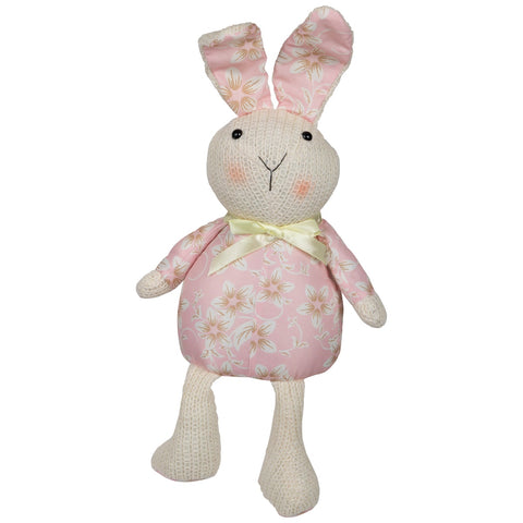 Floral Easter Bunny Rabbit Spring Figure - 17" - Pink and Cream