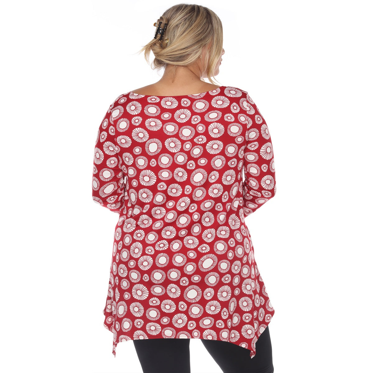  White Mark Plus Size Printed Geometric Circle Tunic Top - 1X - Bonton