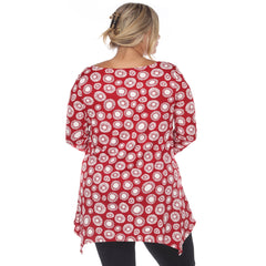 Plus Size Printed Geometric Circle Tunic Top