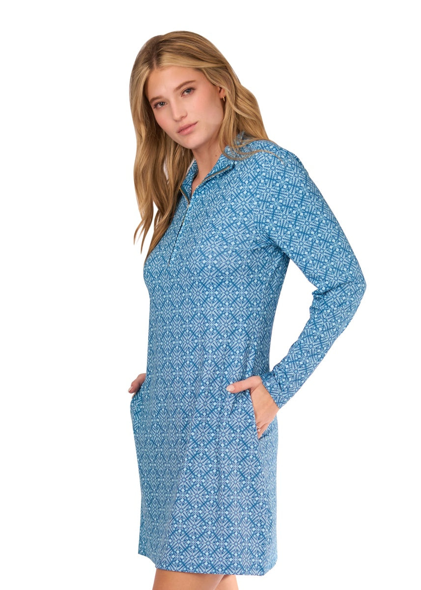  Cabana Life Camden Leaf 1/4 Zip Sport Dress - L - Bonton
