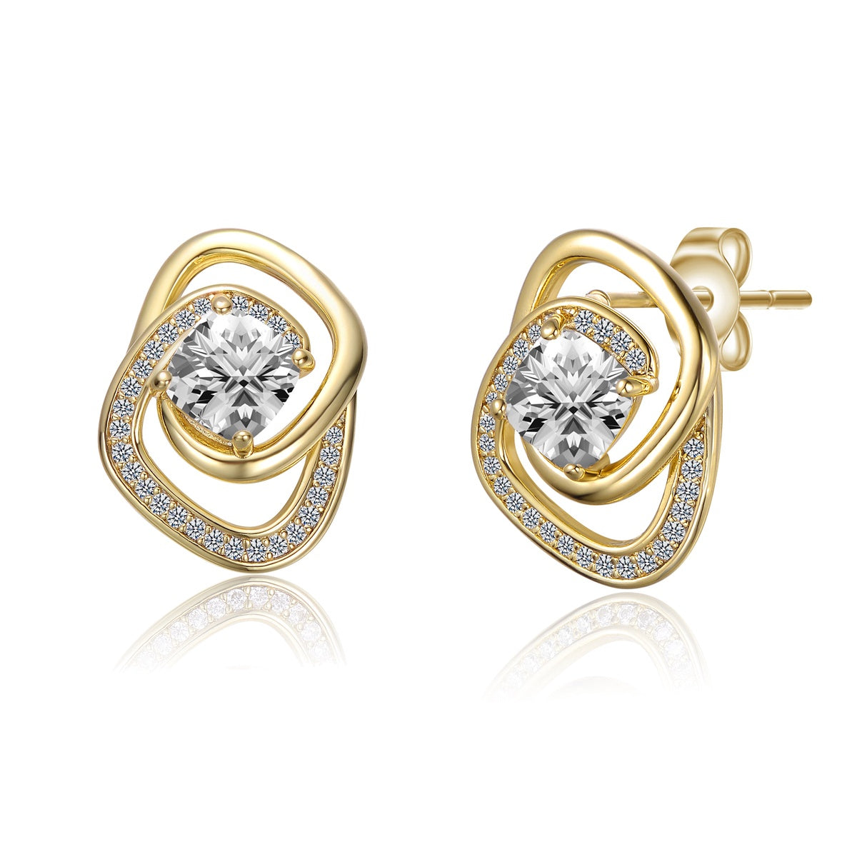  Rachel Glauber 14k Gold Plated Cubic Zirconia Double Love Knot Stud Earrings - Default Title - Bonton