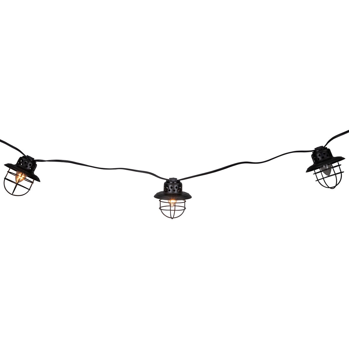  Northlight 10-Count Black Caged Fisherman Lantern Patio String Light Set - 9' Black Wire - Default Title - Bonton