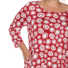 Plus Size Printed Geometric Circle Tunic Top