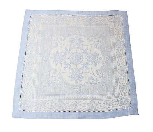 French Home Linen Set of 6 Astra Napkins - Ivory and Light Blue