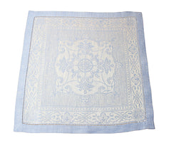 Astra Set of 6 Linen Napkins - Ivory and Light Blue