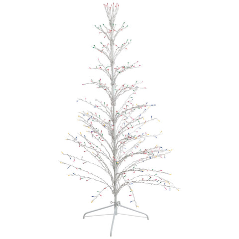 Cascade Twig Tree Outdoor Christmas Decoration - 6' - White - Multi Lights