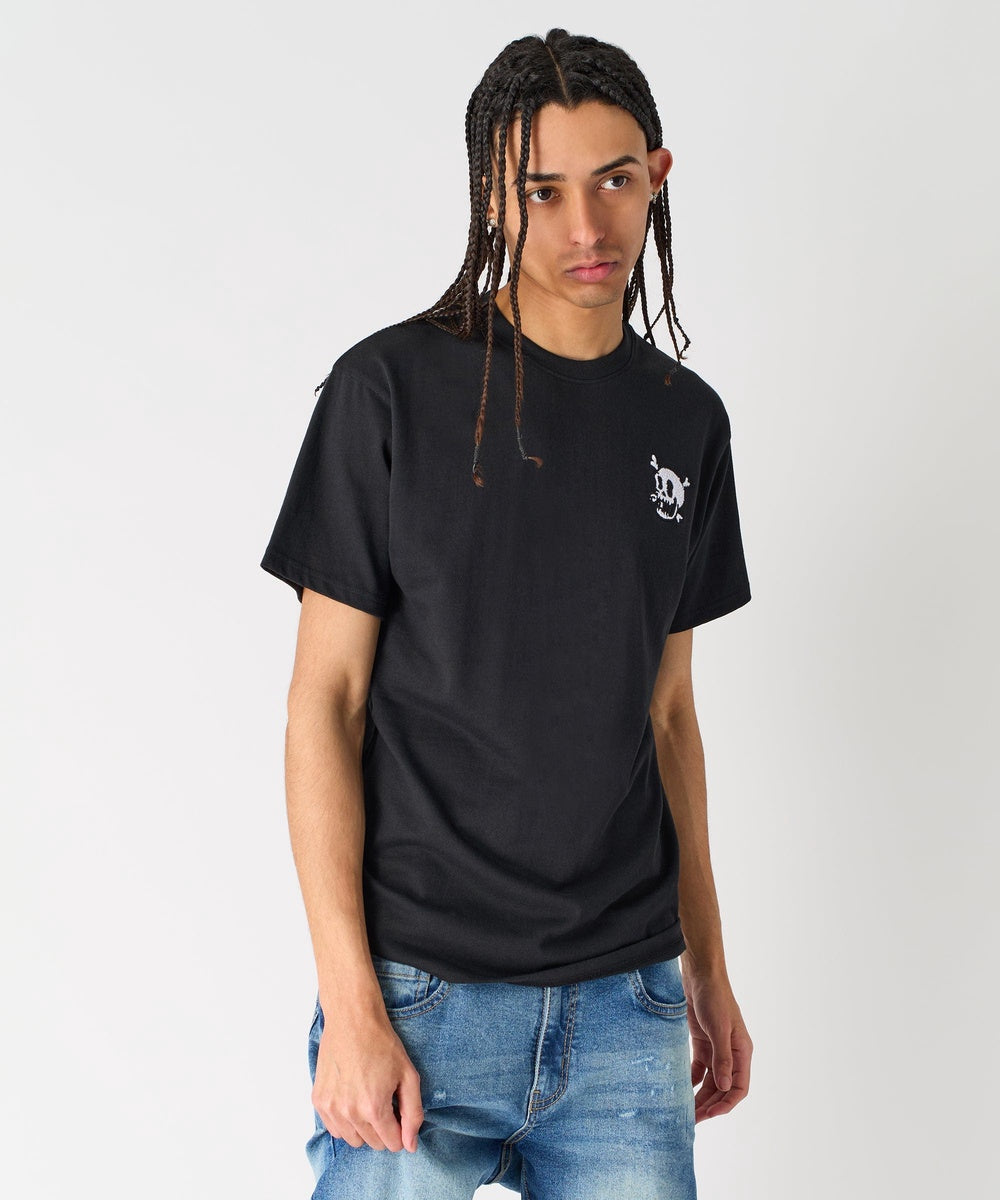  Reason Clothing Crossbones Short Sleeve Tee - Black - BLACK - Bonton