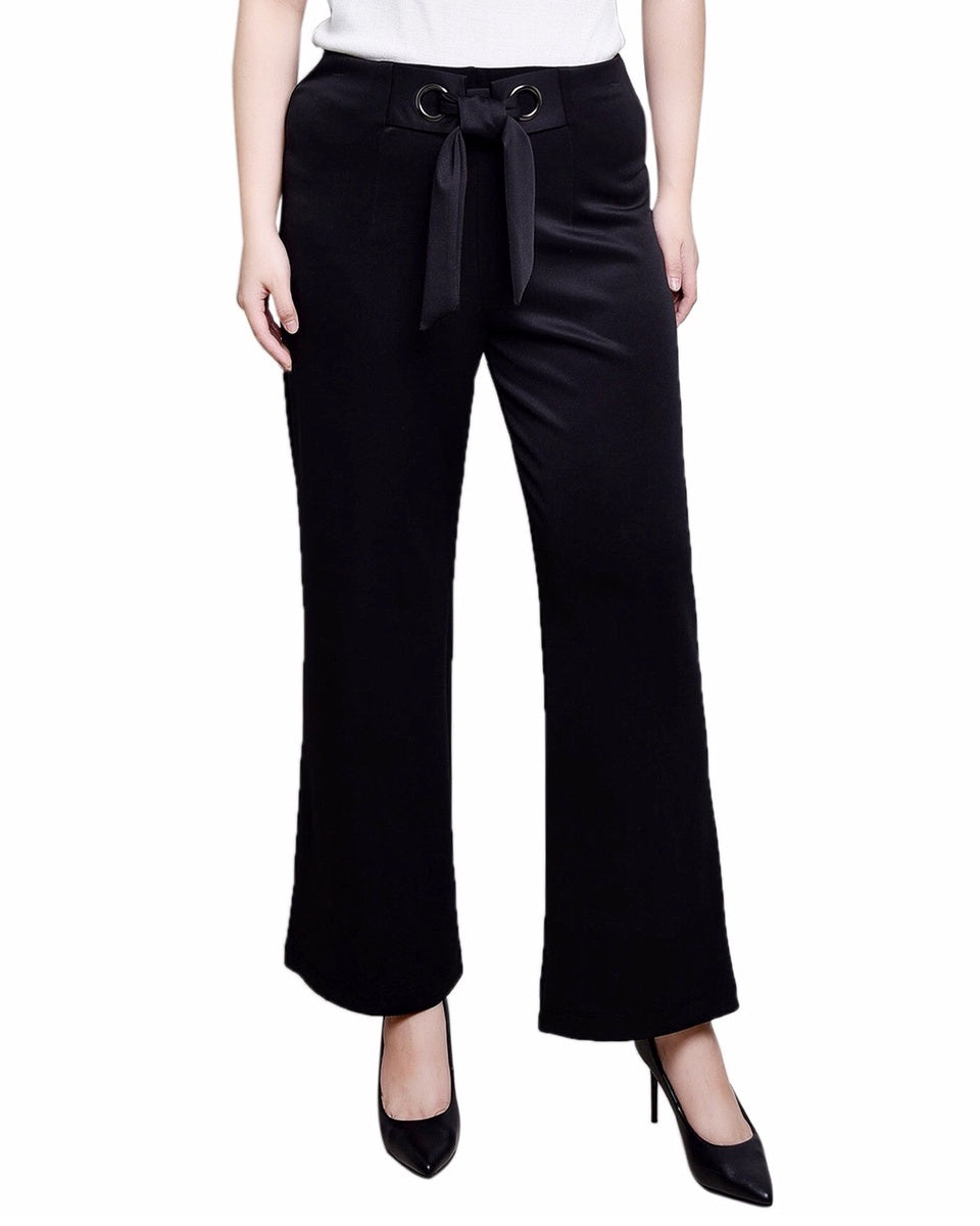  NY Collection Wide Leg Grommet Pants - Black - Bonton