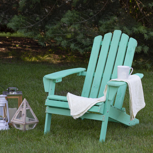 36" Green Classic Folding Wooden Adirondack Chair