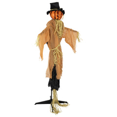 Animated Jack-O'-Lantern Scarecrow Halloween Decoration - 6'