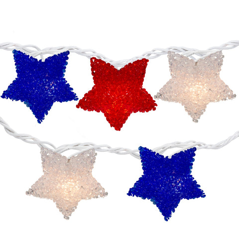 Patriotic Star String Light Set - 5.25' - White Wire - Red  White and Blue - 10ct