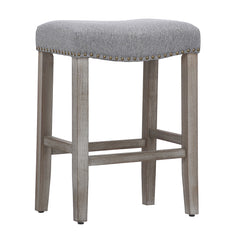 24" Upholstered Saddle Seat Set of 2 Counter Stool