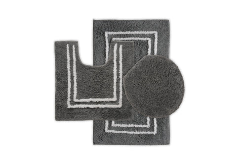 St Mary's Tufted 3 Piece Cotton Bath Rug Set With Lid