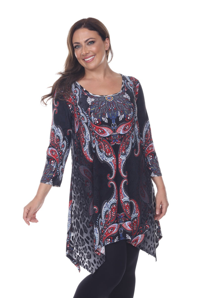  White Mark Plus Size Marlene Tunic Top - 1X - Bonton