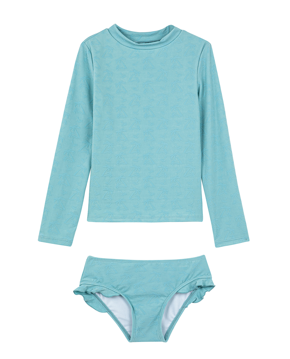  Gottex Kids Palm Party Textured Long Sleeve Rash Guard Set - Palm Party Green - Bonton