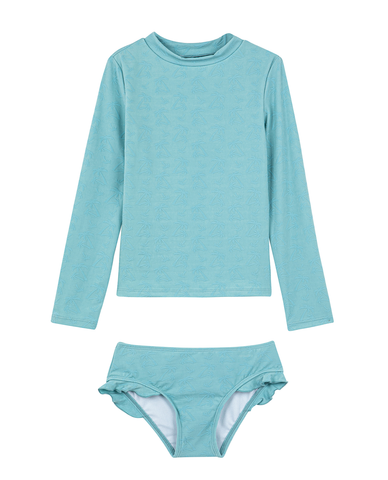 Palm Party Textured Long Sleeve Rash Guard Set