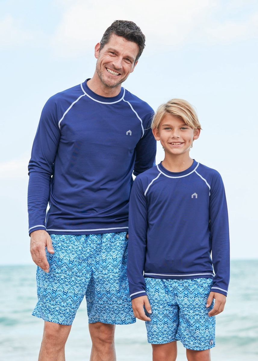  Cabana Life Boys Navy Long Sleeve Cabana Rashguard - 5 - Bonton