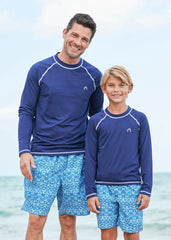 Boys Navy Long Sleeve Cabana Rashguard