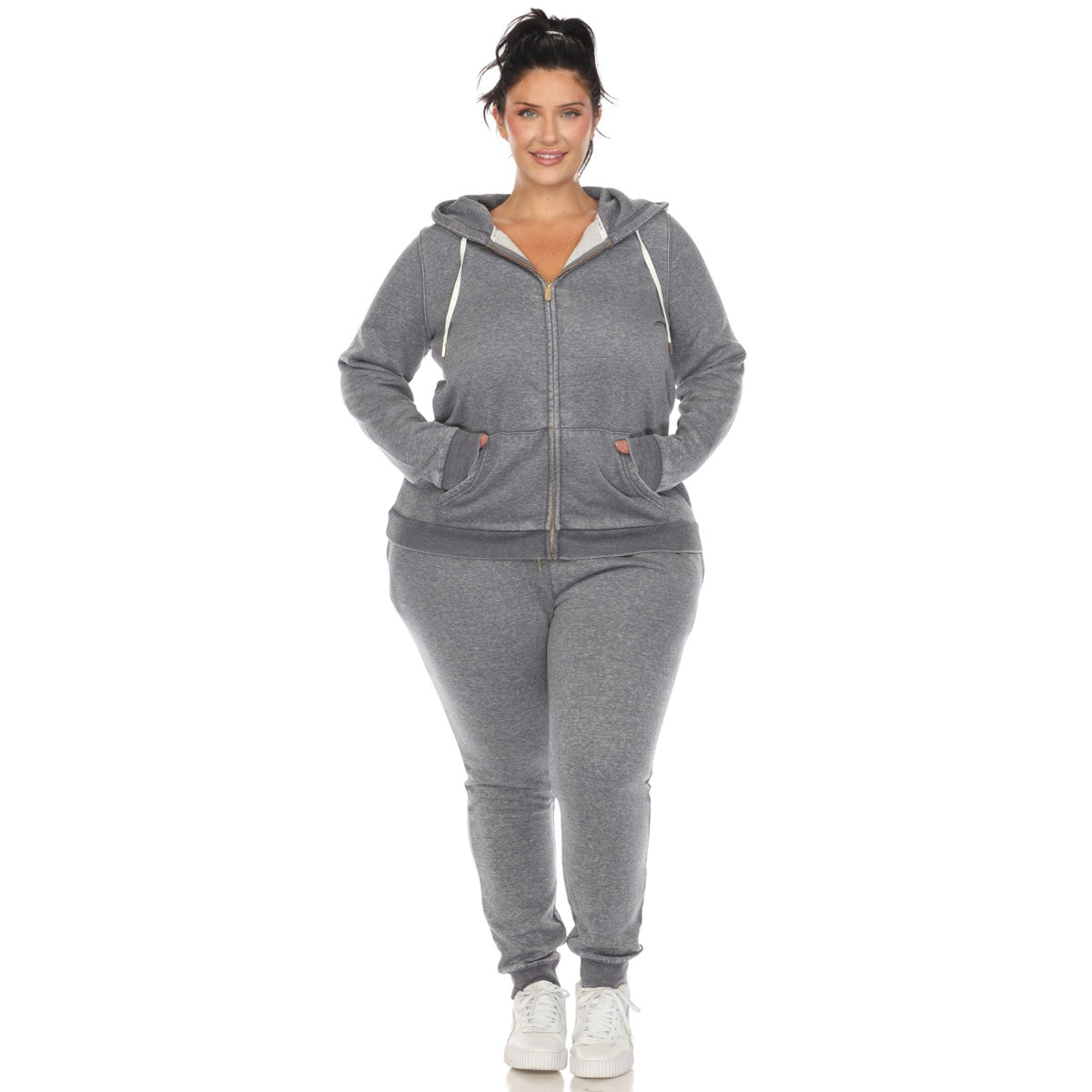  White Mark Plus Size Burnout Jogger Set - 1X - Bonton