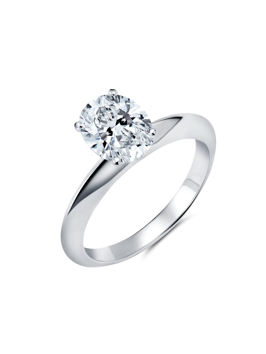  CRISLU Tiffany Oval Cut Ring Finished in Pure Platinum - XX - Bonton