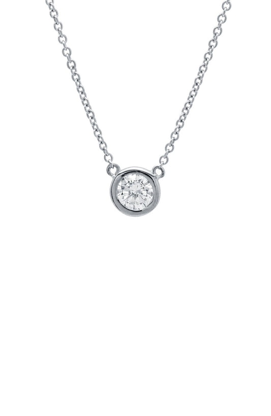 Solitaire Bezel Set Pendant Small Finished in Pure Platinum