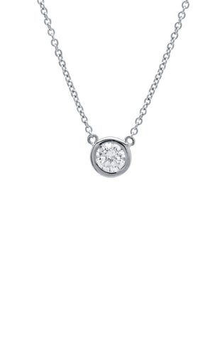 Solitaire Bezel Set Pendant Small Finished in Pure Platinum