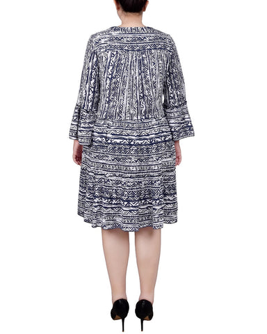Plus Size 3/4 Sleeve Tiered Dress