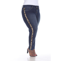 Plus Size Super Stretch Denim With Cheetah Pannel