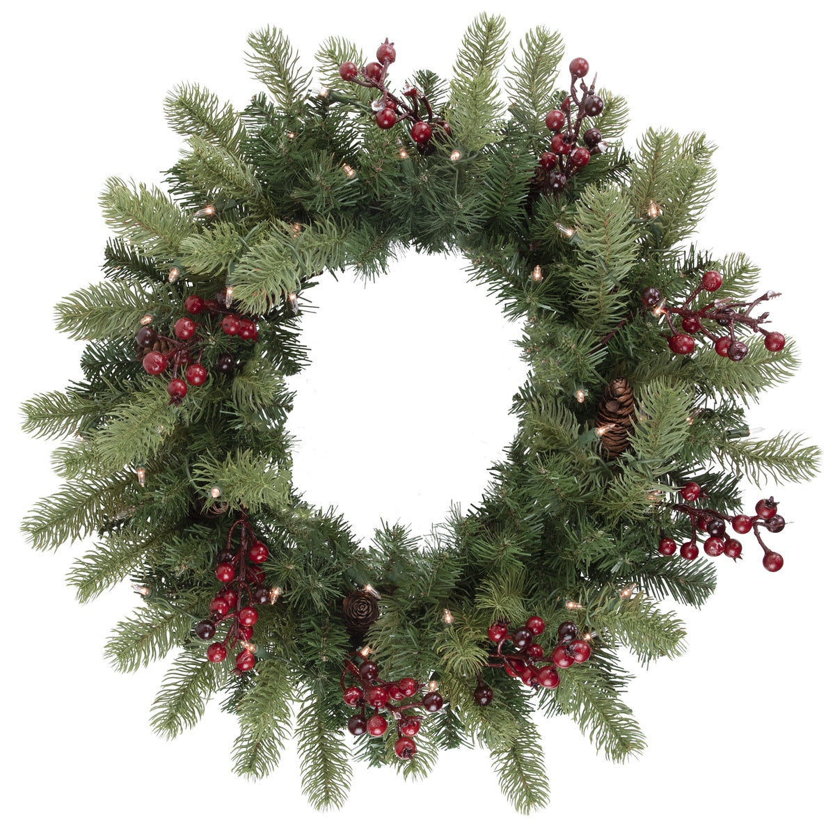  Northlight Real Touch™? Pre-Lit Noble Fir With Berries Artificial Christmas Wreath - 24