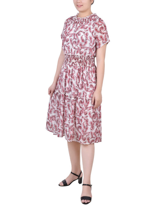 Short Sleeve Smocked Waist Dress