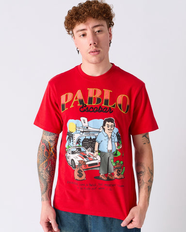 Plus Size Pablo Cartoon Applique Short Sleeve Tee - Red