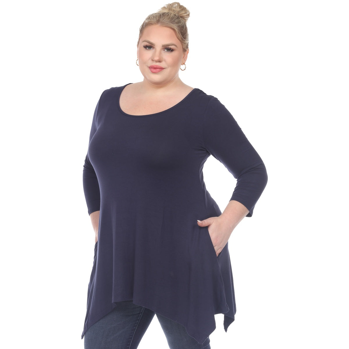  White Mark Plus Size Makayla Tunic Top - 1X - Bonton