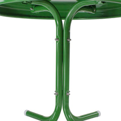 22" Outdoor Retro Round Tulip Metal Side Table  Green