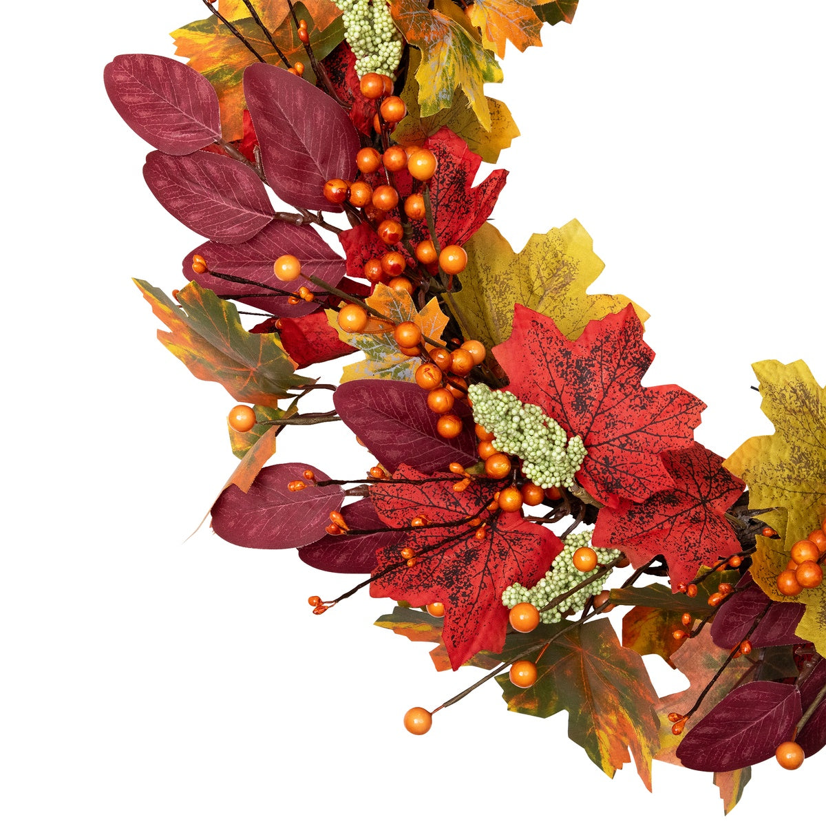  Northlight Leaves and Berries Artificial Fall Harvest Wreath - 20-Inch  Unlit - Default Title - Bonton