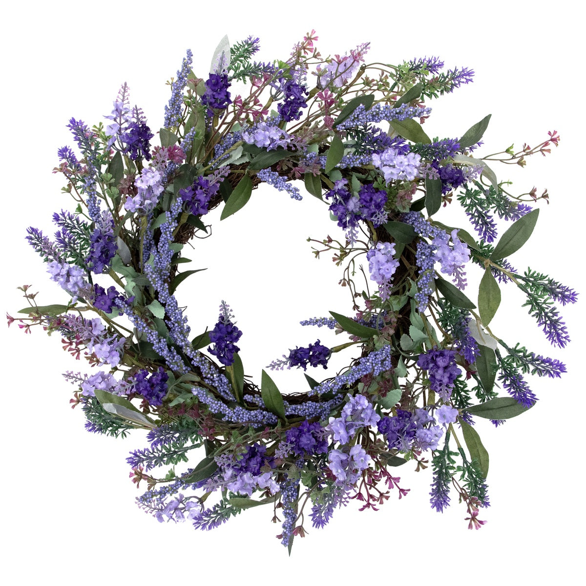  Northlight Lavender Artificial Spring Floral Wreath  Purple and Green - 18-Inch - Default Title - Bonton