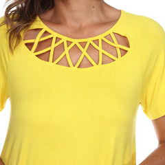 Women's Crisscross Cutout Short Sleeve Top