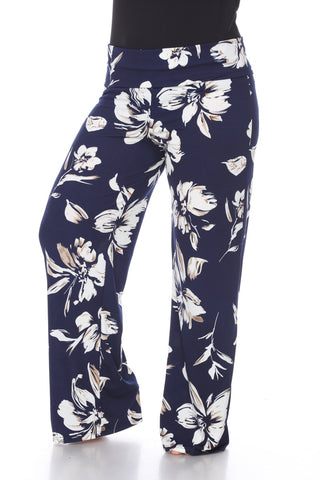Flower Print Plus Size Palazzo Pants
