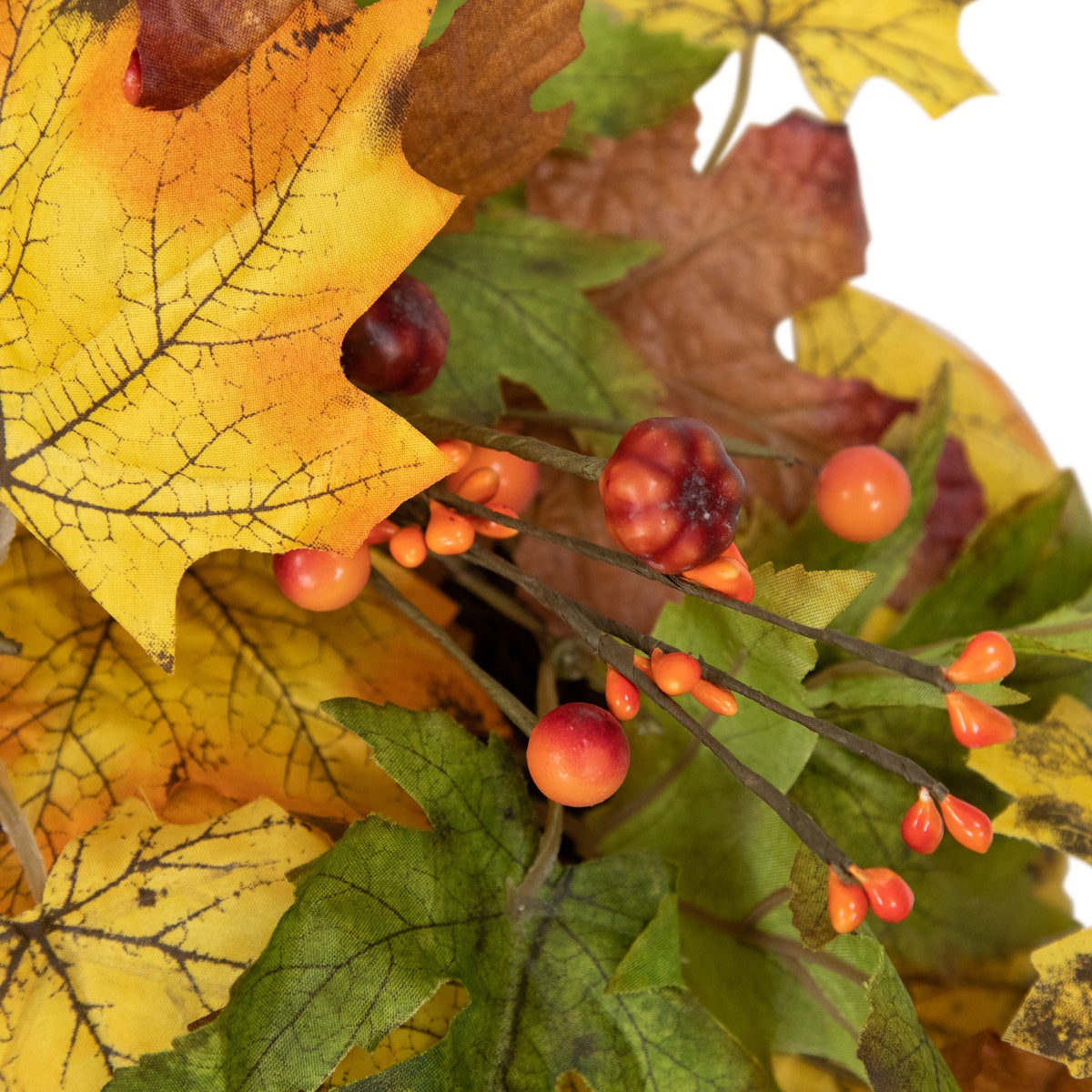  Northlight Berries and Twigs Artificial Thanksgiving Wreath Yellow 30-Inch - Unlit - Default Title - Bonton