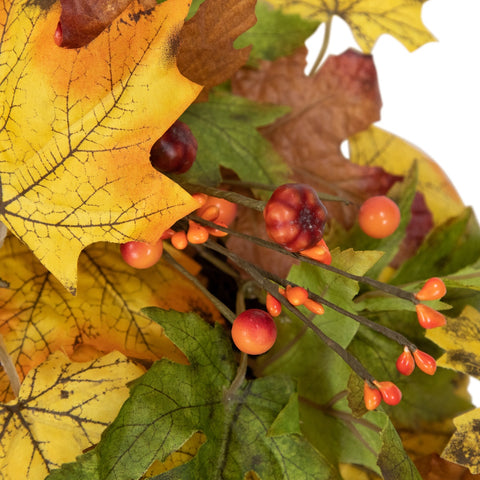 Berries and Twigs Artificial Thanksgiving Wreath Yellow 30-Inch - Unlit