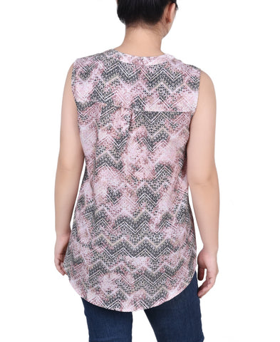 Sleeveless Pintucked Blouse
