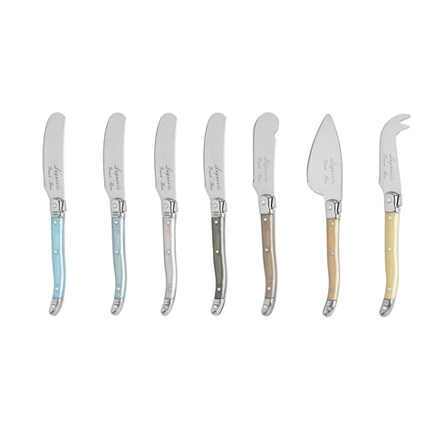 Laguiole Mother of Pearl Cheese Knife and Spreader Set, 7 Piece