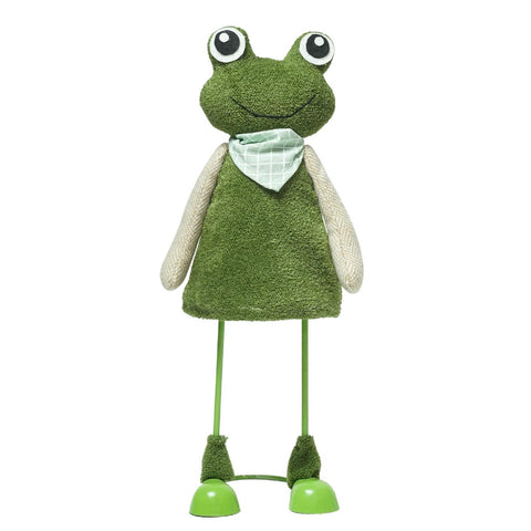 12" Green Frog With Scarf Standing Easter Spring Decoration